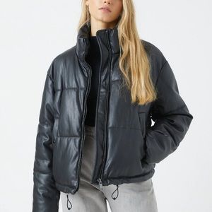 Pull & Bear Faux Leather Puffer XS